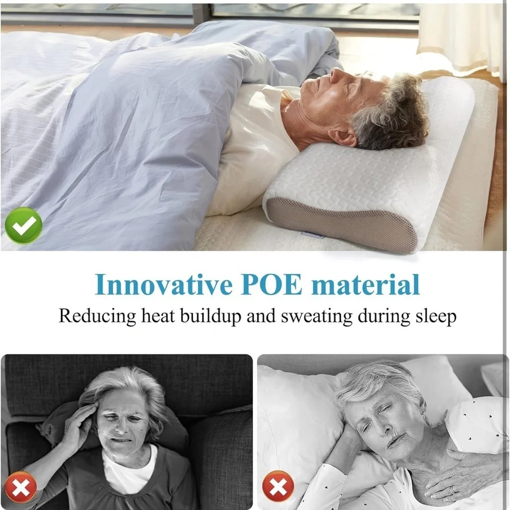 Bed Pillow for Seniors & Elderly, New Material Firm Enhanced Neck Support